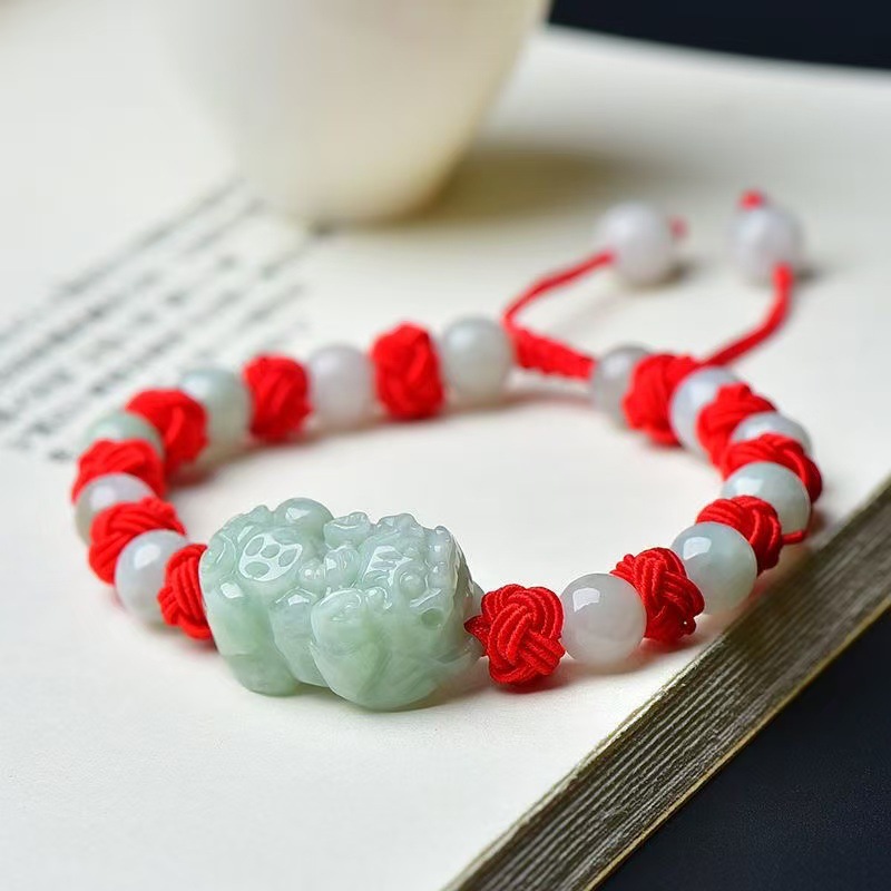 Beading - Pulsera de Jadeíta Birmana Natural Pixiu,