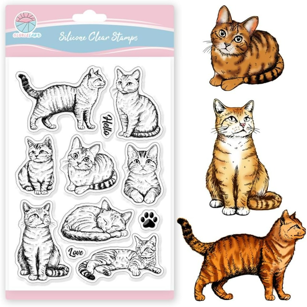 Clear Silicone Stamps For Card Making - Sellos transparentes de gato, sellos transparentes