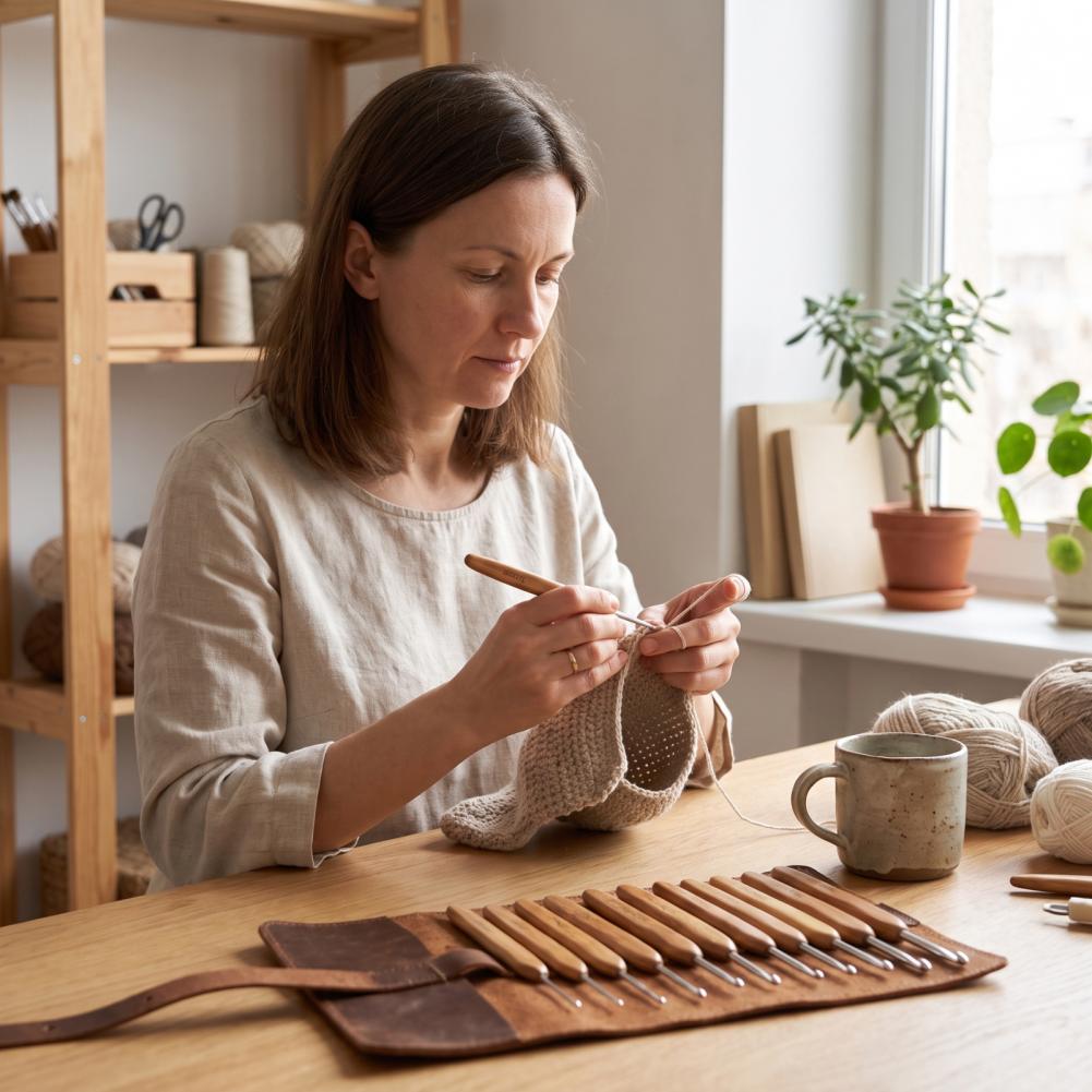 Juego de ganchillos de crochet - Wooden Crochet Hooks Ergonomic Handle reseña y precio